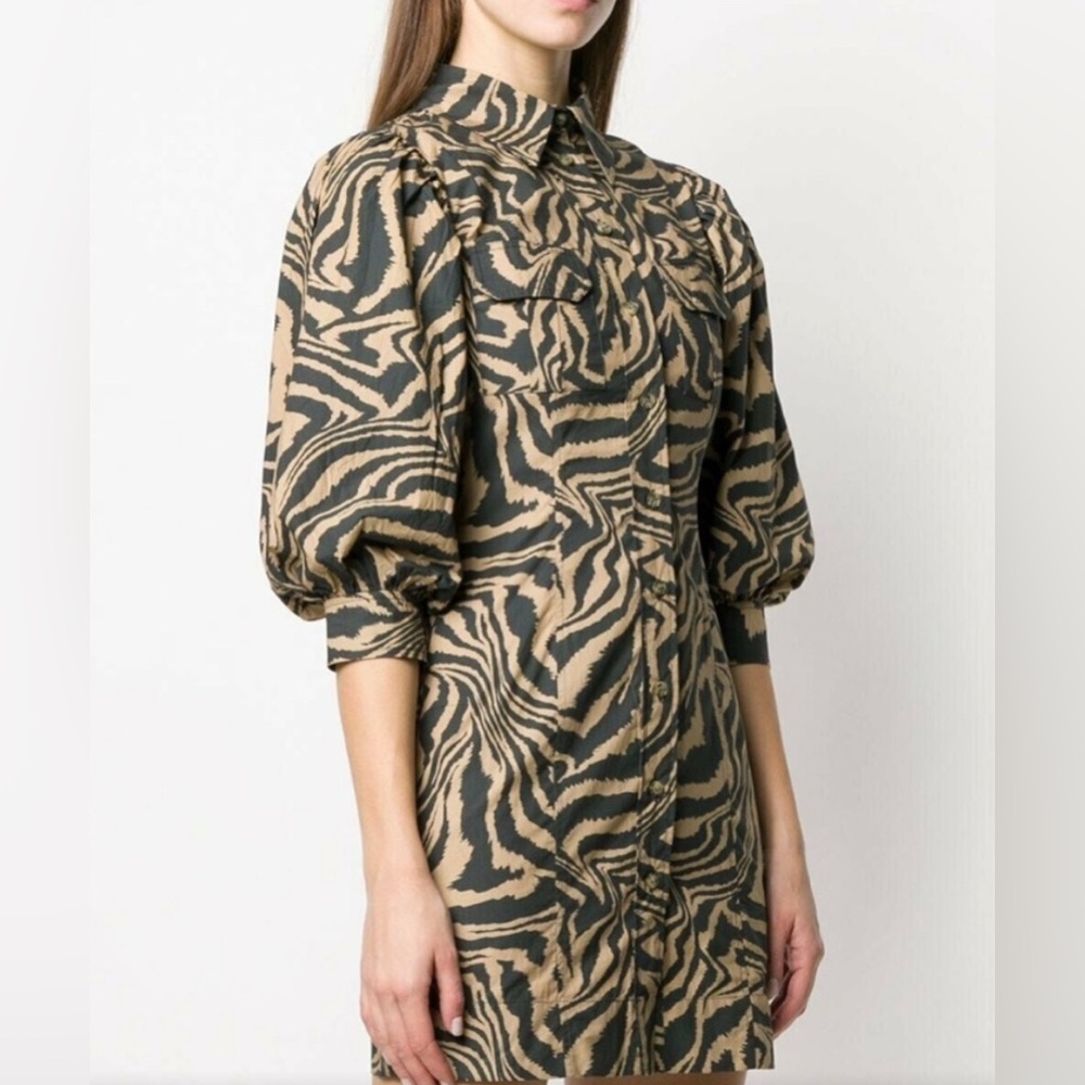 Ganni Puff Sleeve Button Up Dress
